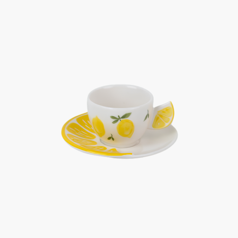 Fruit Design Coffee Cups & Saucers | SOLECASA | Lemon | 6 mug