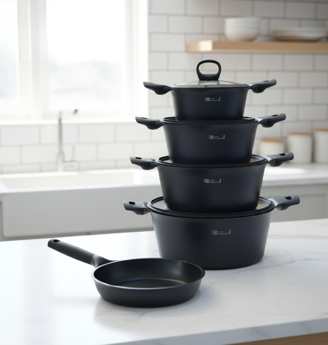 طقم جرانيت | موديل نوردك | 9 قطع | لون اسود