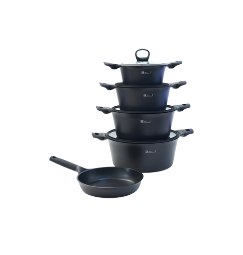 Granite Cookware Set | Nordic Model | 9 Pieces | Black