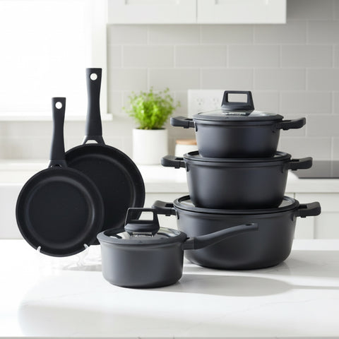 Granite Cookware Set | Layla Model | 10 Pieces | Black