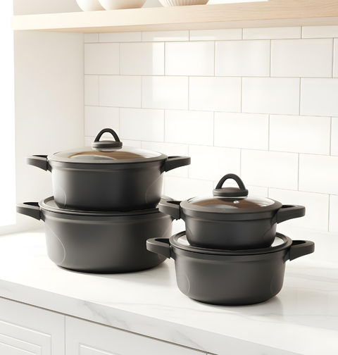 Granite Cookware Set | HEB Model | 16 Pieces | Black