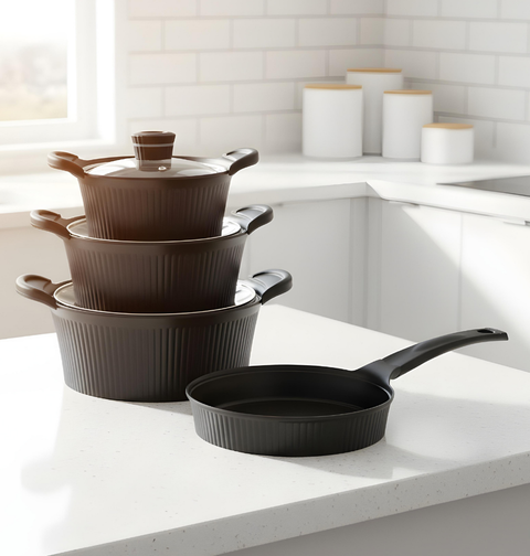 Granite Cookware Set | SHELL Model | 13 Pieces | Black