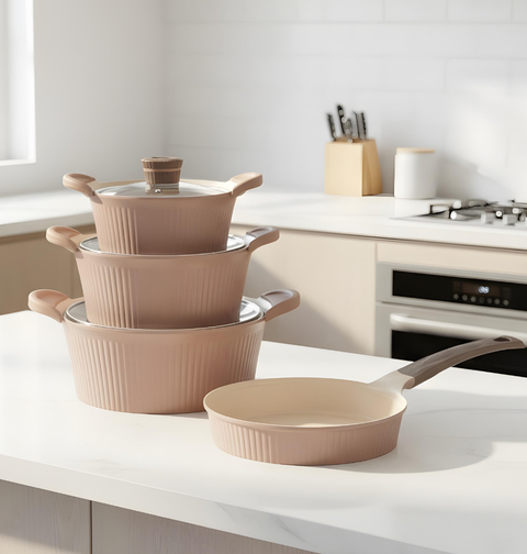 Granite Cookware Set | SHELL Model | 13 Pieces | Mocha