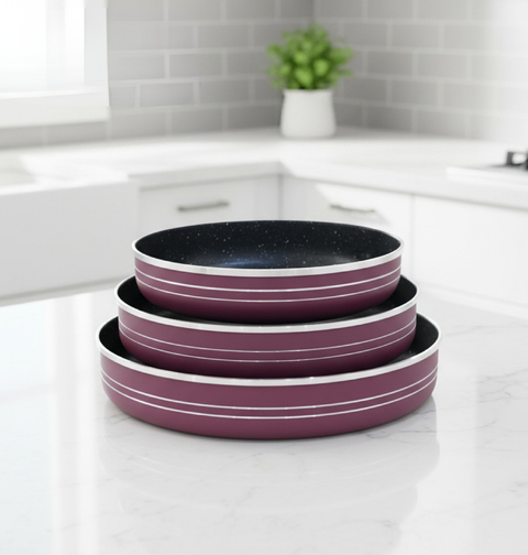 صواني فرن جرانيت | 3 أحجام | لون برغندي