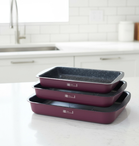 صواني فرن جرانيت مستطيلة | 3 أحجام | لون برغندي