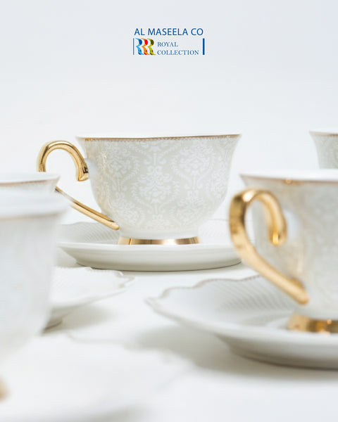 Royal Victoria Tea Cups with Foot | Set 6 Pieces | Velvet