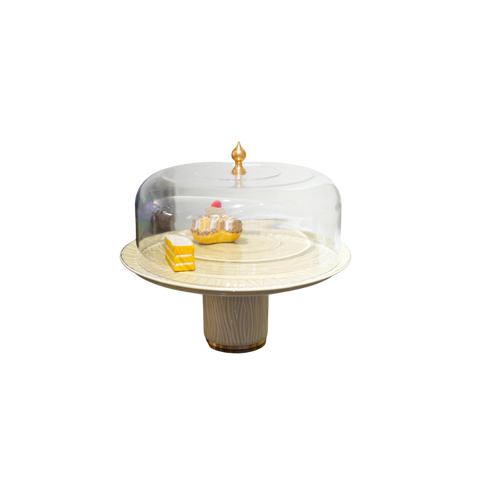 Cake Serving Dish with Lid (Cream)