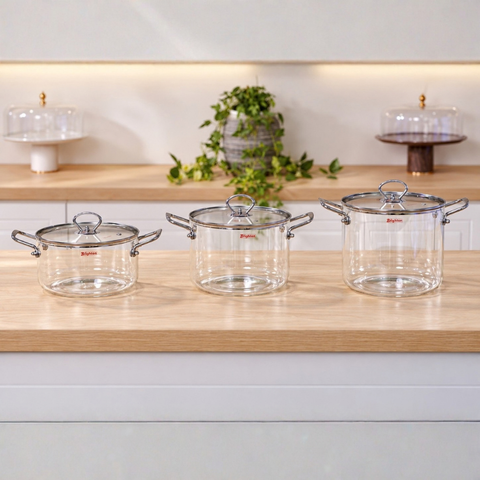 Clear Pyrex Pot with Stainless Steel Handles | 2.5 L
