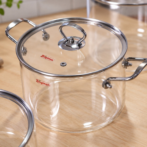 Clear Pyrex Pot with Stainless Steel Handles | 4.5 L