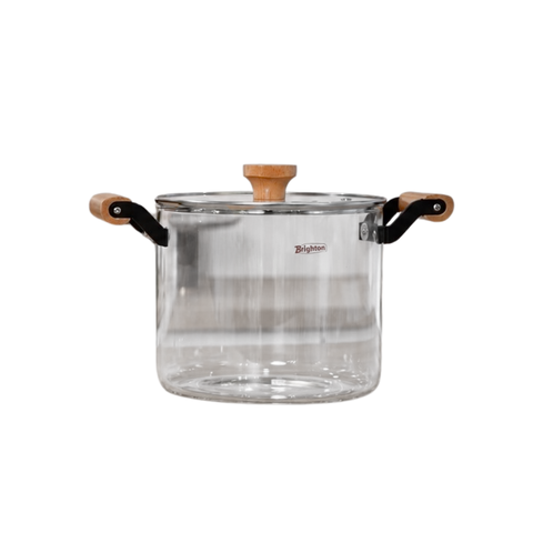 Clear Pyrex Pot with Soft Wood Handles | 4.5 L