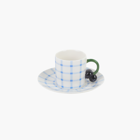 Fruit Design Coffee Cups & Saucers | SOLECASA | Berries and blue  | 6 mug