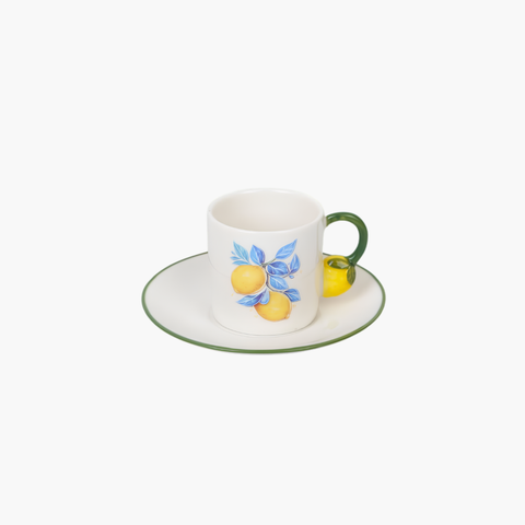 Fruit Design Coffee Cups & Saucers | SOLECASA | Lemon and green   | 6 mug