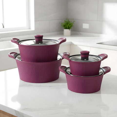 Granite Cookware Set | SHELL Model | 16 Pieces | Burgundy