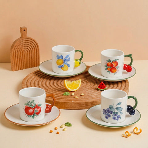 Fruit Design Coffee Cups & Saucers | SOLECASA | Blueberry  | 6 mug