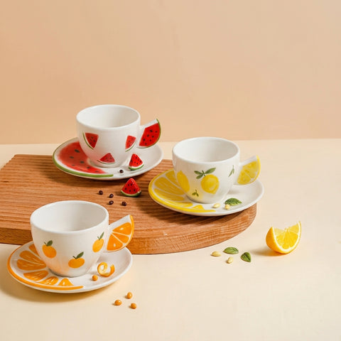 Fruit Design Coffee Cups & Saucers | SOLECASA | Watermelon | 6 mug