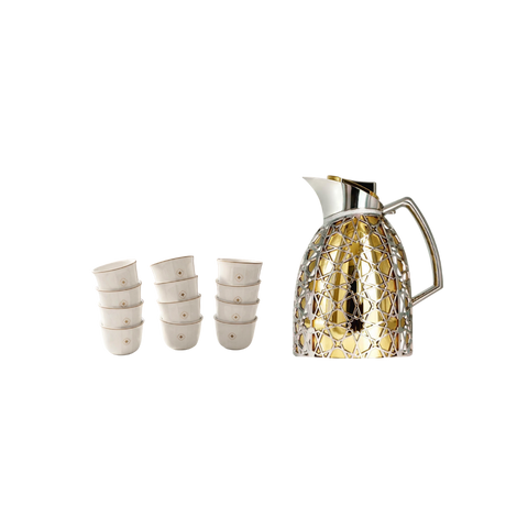 Andalus dallah with a set of 12 Zaha-model coffee cups