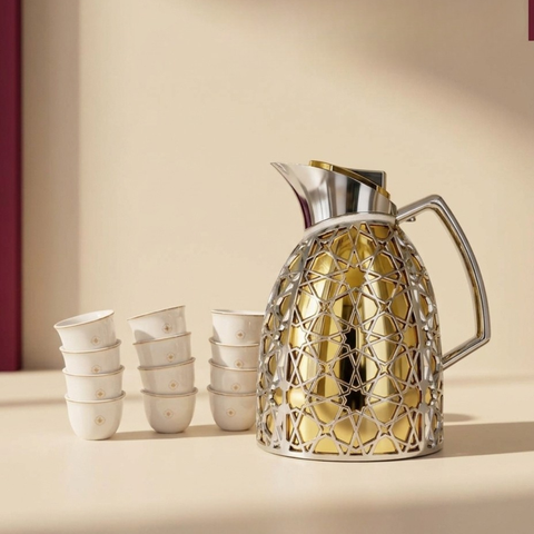 Andalus dallah with a set of 12 Zaha-model coffee cups