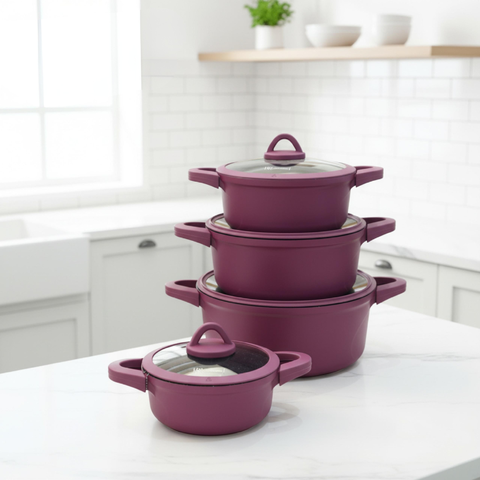 Granite Cookware Set | HEB Model | 16 Pieces | Burgundy
