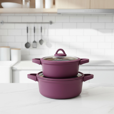 Granite Cookware Set | HEB Model | 16 Pieces | Burgundy