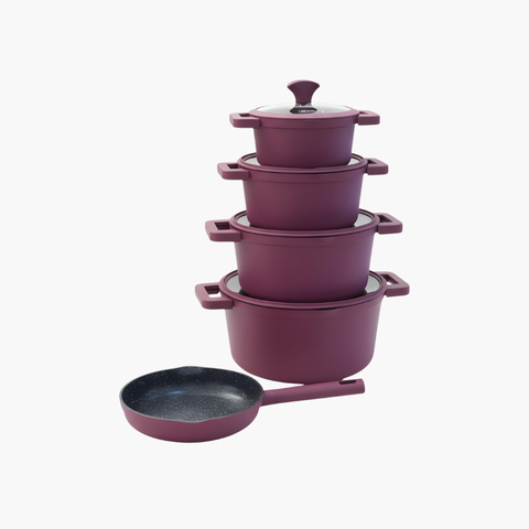 Belle Granite Cookware Set - Burgundy