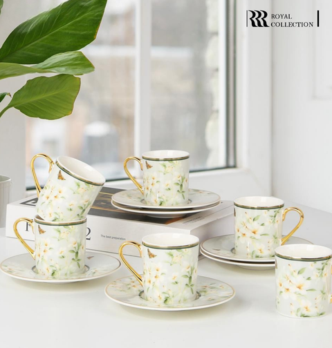 Royal Victoria Cylinder Coffee Cups | Set 6 Pieces | Yasmine