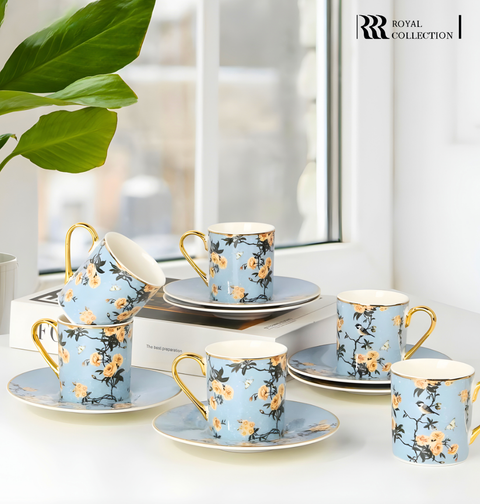 Royal Victoria Cylinder Coffee Cups | Set 6 Pieces | English Rose