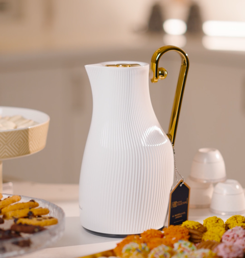 Royal Dallah | Bareq model | Beige with Gold handle