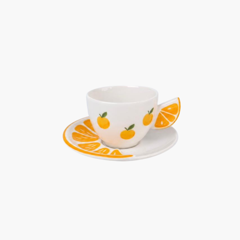 Fruit Design Coffee Cups & Saucers | SOLECASA | Orange | 6 mug
