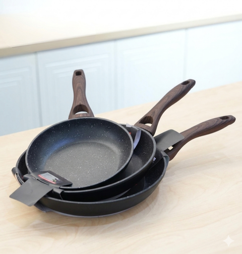 طقم مقالي جرانيت | 3 احجام | لون اسود