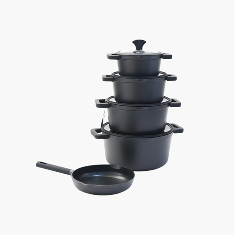 Belle Granite Cookware Set - Black