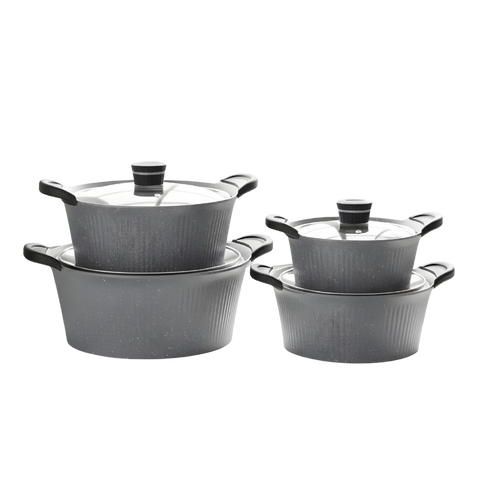 Granite Cookware Set | SHELL Model | 16 Pieces | Gray