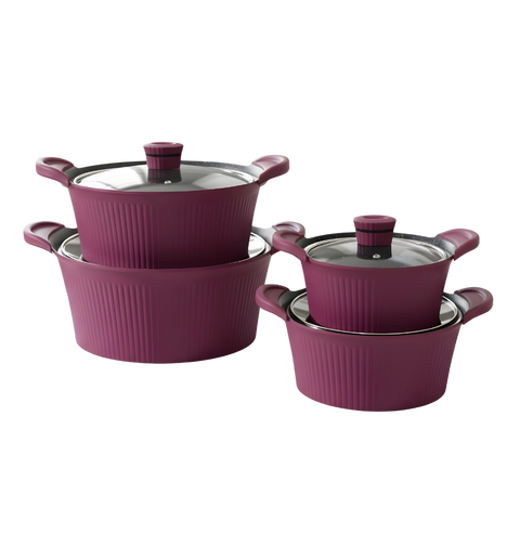 Granite Cookware Set | SHELL Model | 16 Pieces | Burgundy