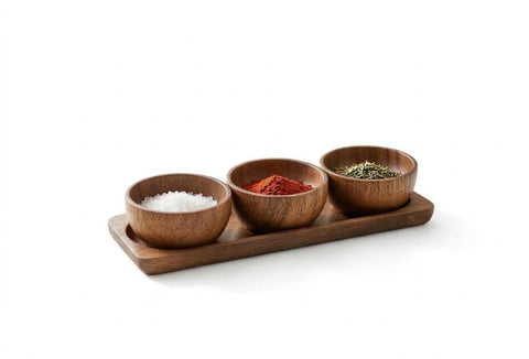 Wooden Serving Bowl with 3 Small Bowls Set